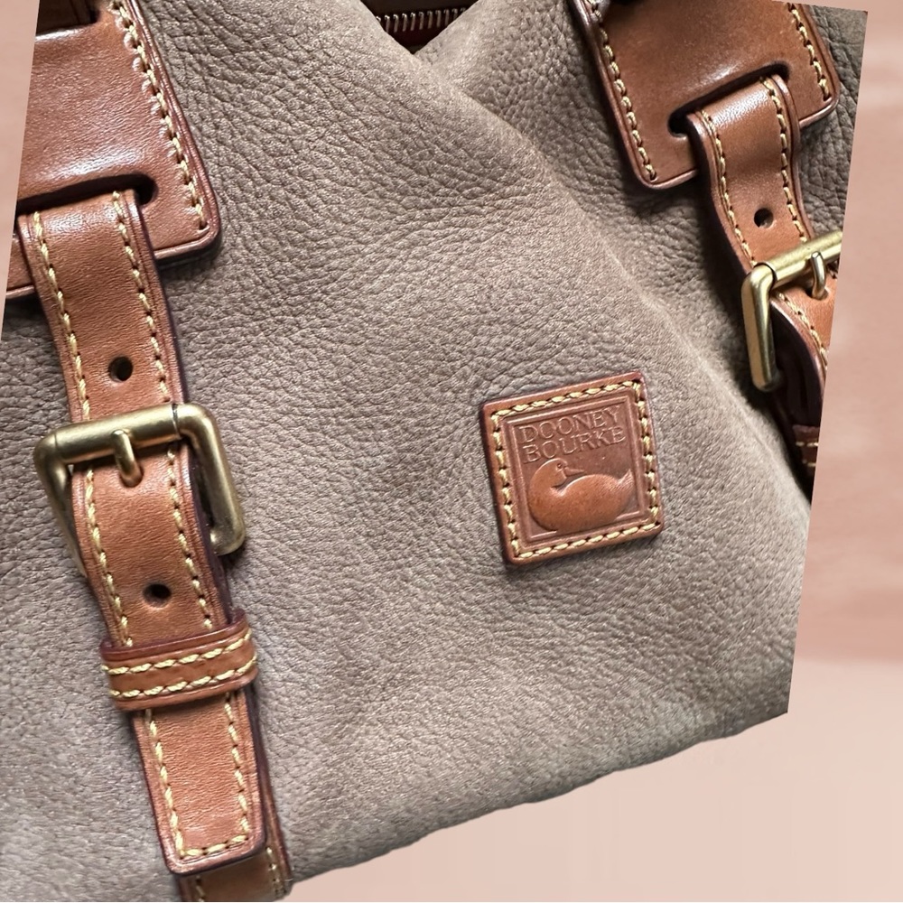 Dooney & Bourke brown suede leather satchel purse (S32) - Picture 5 of 12